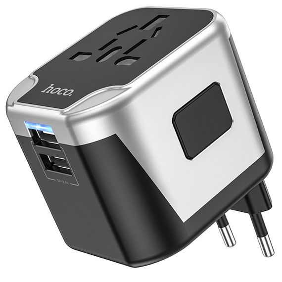 МЗП Hoco AC5 Level 2USB+Socket Black | Зображення 2