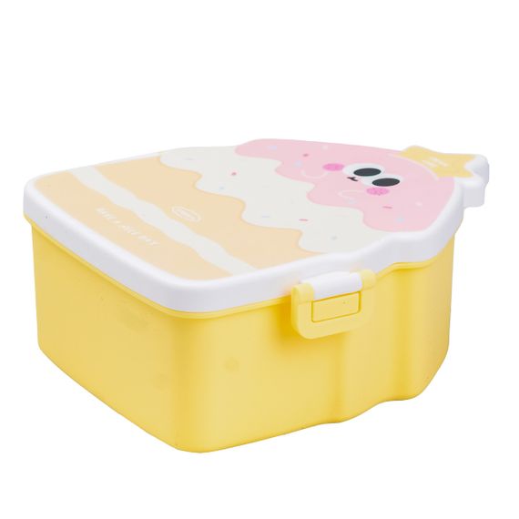Дитячий ланч бокс на дві секції 950 мл пластиковий з вилкою та ложкою "Тістечко" Жовтий HP12271Y | Зображення 3