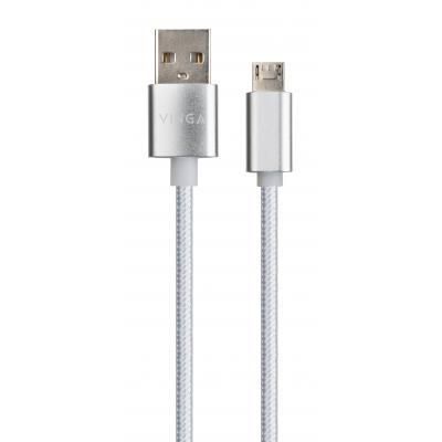 Дата кабель USB 2.0 AM to Micro 5P 1m LED silver Vinga (VCPDCMLED1S) | Зображення 1
