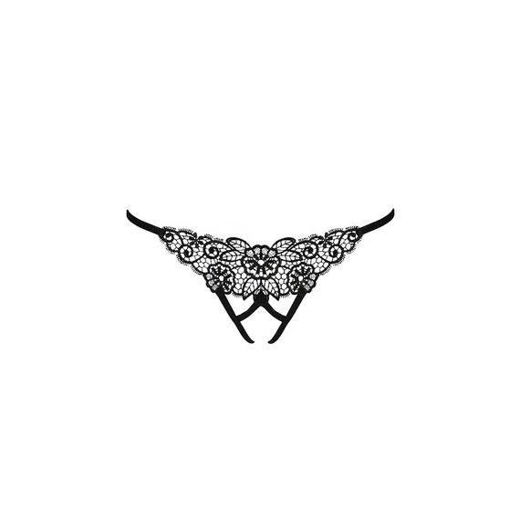 Трусики мереживні з доступом Passion Exclusive VIOLANTE THONG L/XL, black | Зображення 4