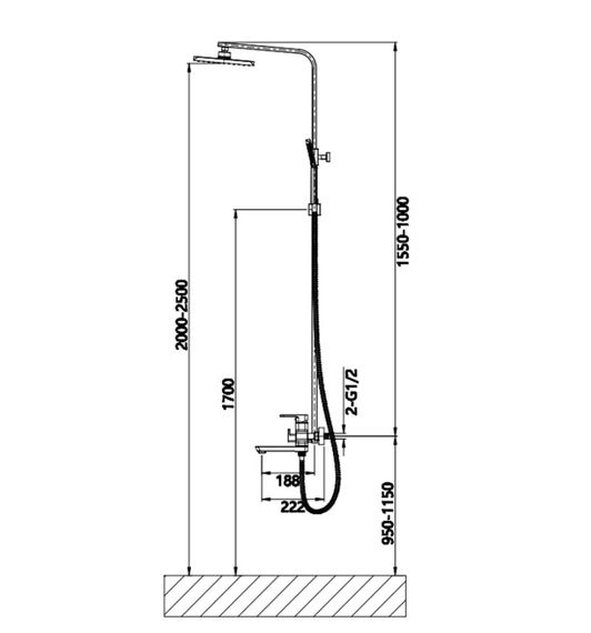 Душова система універсальна Lidz Wawel 1030 LDWAW1030WHI45401 White | Зображення 1