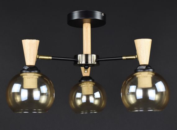 Люстра стельова на 3 лампочки 27298 Чорний 28х46х46 см. | Зображення 2