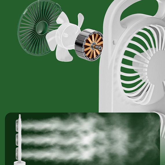 Настільний вентилятор Three Head Fan 1200 mAh Green | Зображення 3