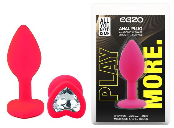 Силіконова анальна пробка EGZO - Silicone Pink Heart Plug Clear, size S Sex Aura