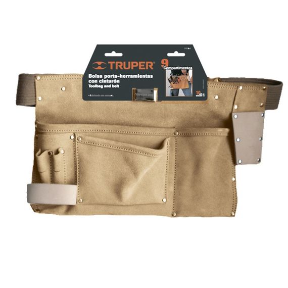 Пояс столяра из кожи на 9 карманов Truper 400 х 250 мм (POHE-9C) | Зображення 1