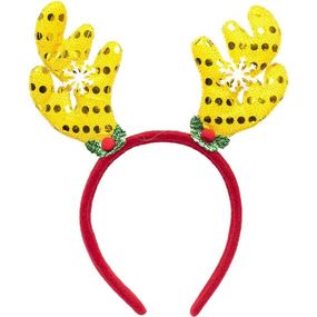 Ободок новогодний "Оленьи рога" 2502(Yellow) желтый