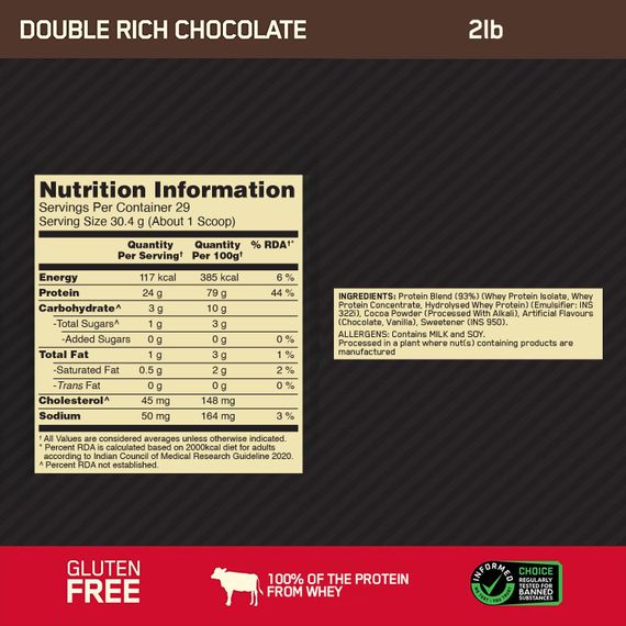 Протеїн Optimum Nutrition 100% Whey Gold Standard 907 g (Double Rich Chocolate) | Зображення 1