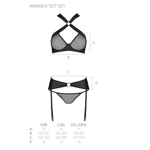 Сітчастий набір: бюстгальтер з халтером Passion Amanda Set black, L/XL | Зображення 6