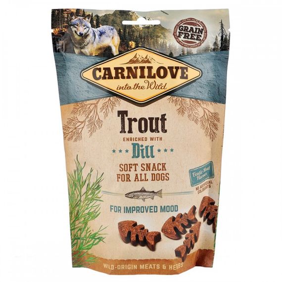 Ласощі для собак Carnilove Dog Soft Snack з фореллю та кропом 200 гр