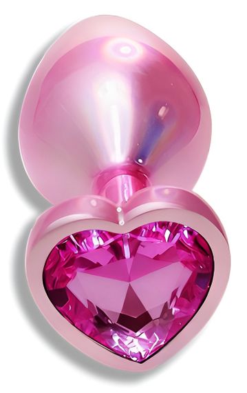 Анальна пробка з кристалом EGZO - Pink Perl Heart Plug Rose, size S Sex Aura | Зображення 1