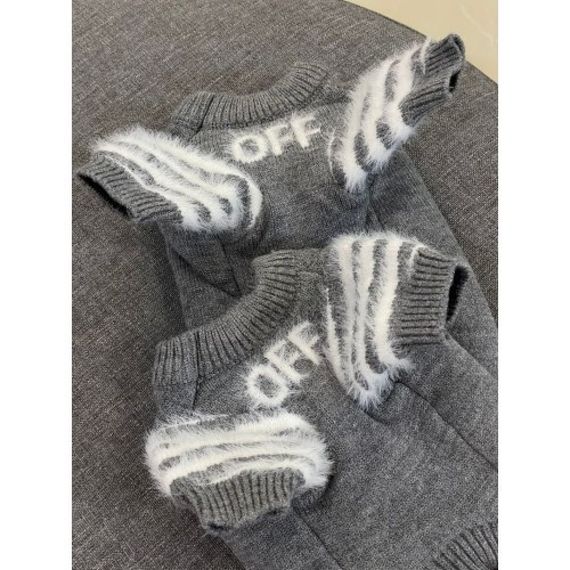 Брендовый свитер для собак OFF WHITE с логотипом на спинке, серый | Зображення 1