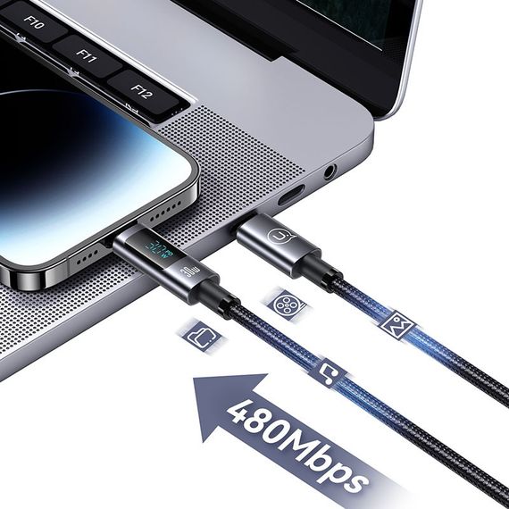 Дата кабель USAMS US-SJ672 Digital Display Sufeng Ser. Type-C to Lightning 30W (1.2m) Tarnish | Зображення 4