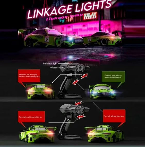 Машинка на радіоуправлінні Green Devil AMG 1:16, зелена – спортивна модель для дрифту та перегонів | Зображення 5
