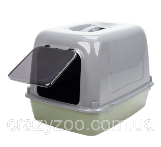 Закритий туалет для котів Ferplast Clear Cat 10 фісташково-сірий 47x36x35 см 72064099 | Зображення 1