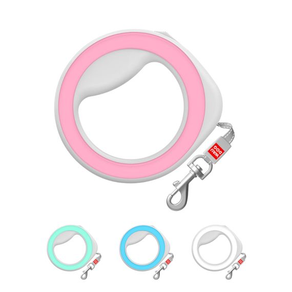 Поводок-рулетка для собак WAUDOG R-leash, круглая, XS-M, до 40 кг, 2,9 м, светоотражающая лента розовый | Зображення 1