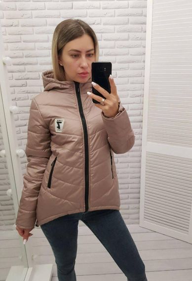 Жіноча демісезонна куртка з емблемою, арт.210/7, кава | Зображення 4