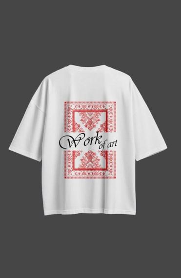 Oversize футболка з принтом Work of Art біла | Зображення 2