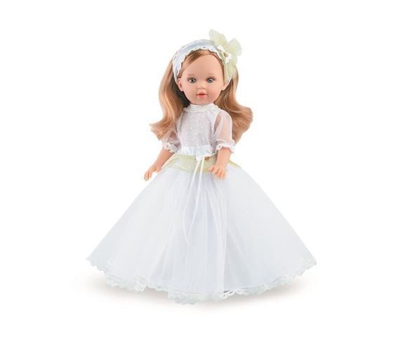 Большая Испанская Виниловая Кукла Блондинка Marina & Pau Девочка Comunion с Волосами в Пышном Платье 40 см