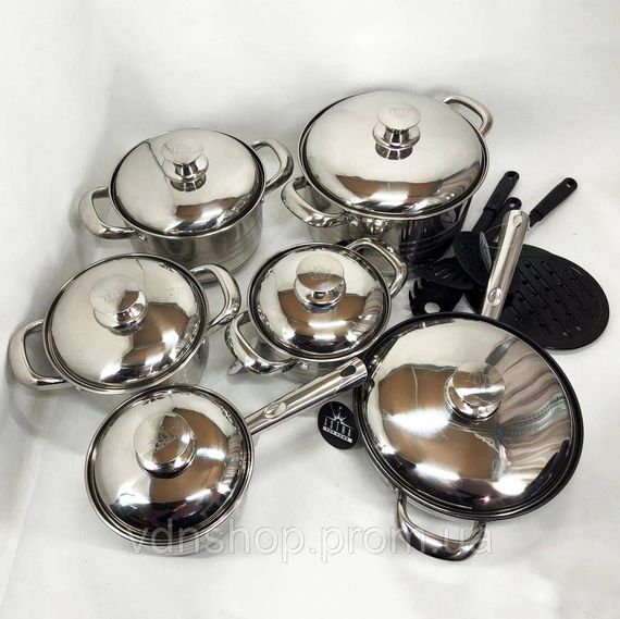 Набір каструль для електроплити 18 предметов ASTRA A-2518, Набір якісних каструль QW-28 | Зображення 4