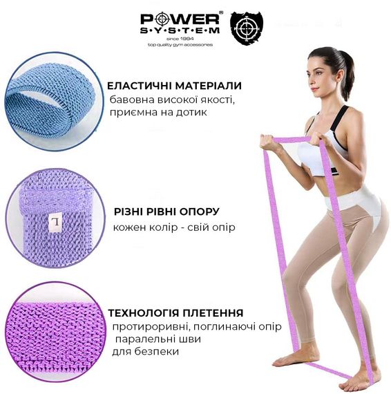 Набір тканевих гумок Power System PS-4129 Booty Band Set Long 3шт. | Зображення 4