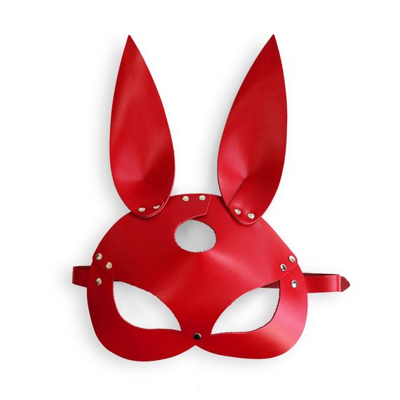 Шкіряна маска Зайчика Art of Sex - Bunny mask, колір Червоний | Зображення 2