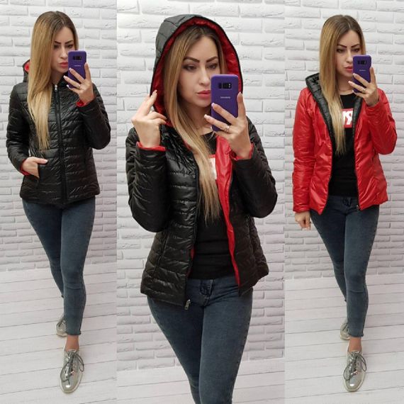 Куртка двостороння, арт.185, чорний / червоний | Зображення 7