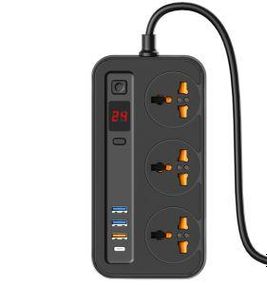 Мережевий фільтр-подовжувач Aspor A505 PD (3USB/USB-C/3A/20W/2м) — чорний