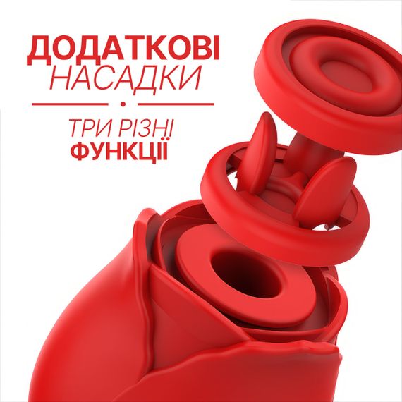 Вакуумний стимулятор клітора з додатковими насадками 3 в 1 Rose Luxury edition, колір: червоний Mia (Іспанія) Sex Aura