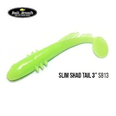 Силіконова приманка, Їстівний силікон Bait Breath BeTanCo Shad Tail Slim 3" (8 шт.) (S813 Glow Lime Chart)