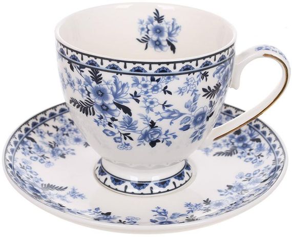 Чайний порцеляновий набір "Vintage Blue" 6 чашок 250мл та 6 блюдець