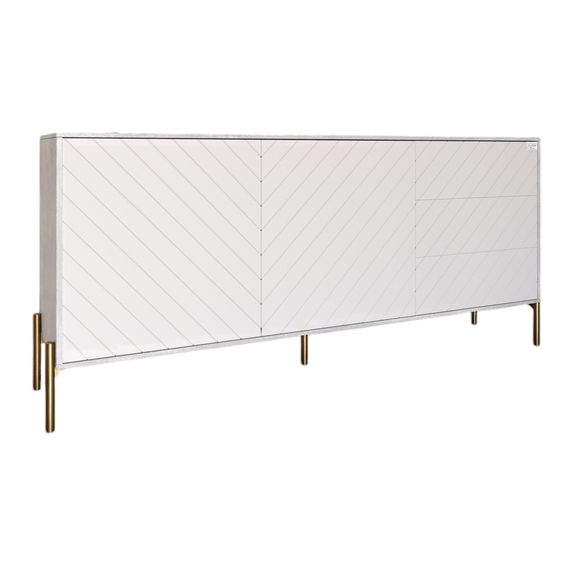 Тумба під телевізор із золотими металевими ніжками LION Амарант 168x40x76,5 см Бетон/Білий (LION-043073) | Зображення 1