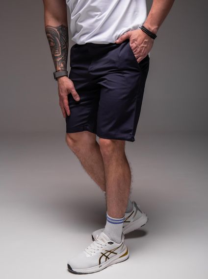 Мужские летние брючные шорты коттоновые под ремень RA2032, цвет темно-синий, размер L | Зображення 1