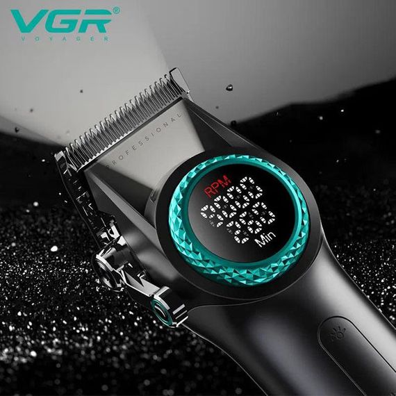 Профессиональная машинка для стрижки волос VGR V-001 с дисплеем 9000 об/мин и 10 сменными насадками (1,5-24 | Зображення 6