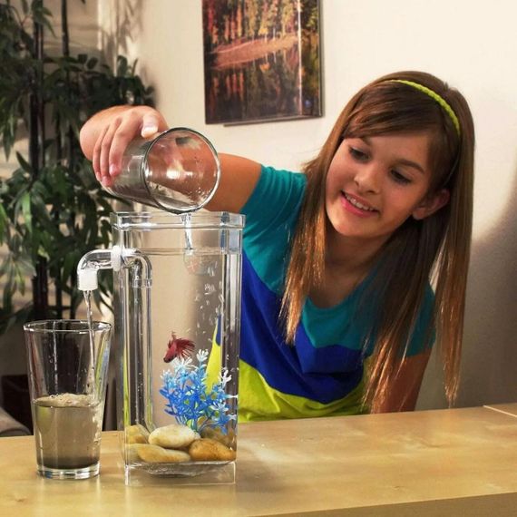 Акваріум самоочисний 2л, з LED підсвічуванням, My Fun Fish / Маленький акваріум для рибок з удароміцного пластику | Зображення 1