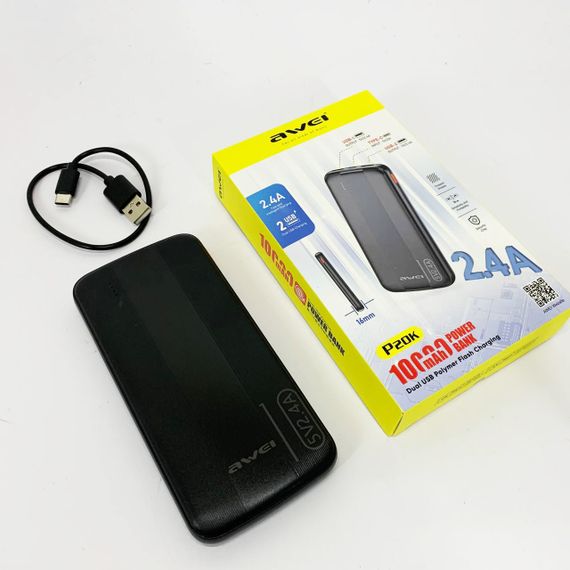 Павербанк с быстрой зарядкой для смартфонов Awei P20K 10000 mah, Портативная батарея ES-57 | Зображення 4