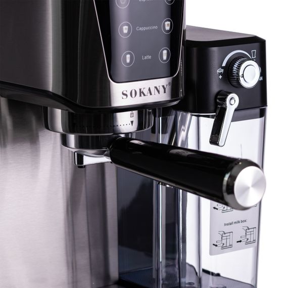 Кавоварка рожкова 3в1 з капучинатором 1350 Вт  бак 1 л Sokany SK-04027 | Зображення 5