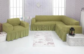 Чохол на диван кутовий, крісло Venera 03-228 Оливка