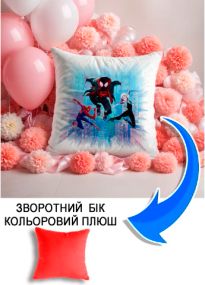 Подушка плюшева Мерч Крафт Дизайн з принтом Людина павук Spiderman 1 червоний плюш квадратна 33х33 см