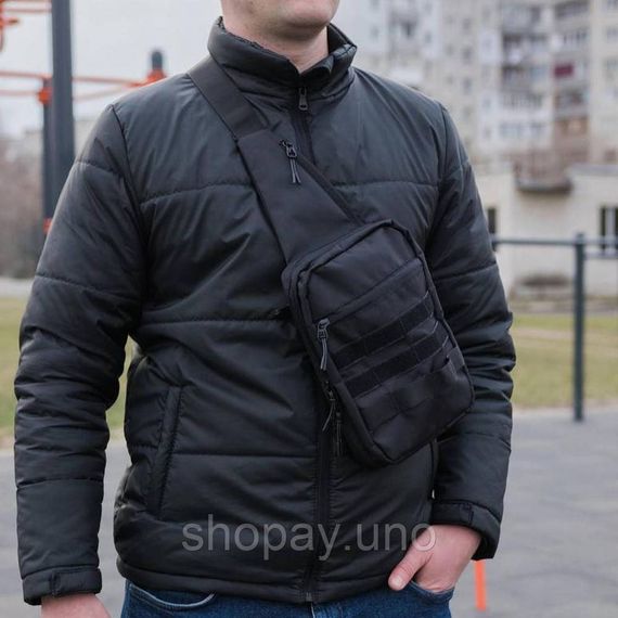 Тактична сумка‑кобура Cordura 1000D, чорна, 6 кишень, швидкий доступ, слінг через плече, чоловіча кроссбоді | Зображення 6