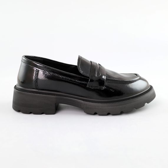 Лофери жіночі шкіряні лак 591408 Чорні 36 37 38 39 40 41