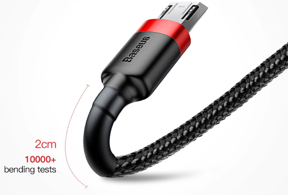 Двосторонній реверсивний microUSB кабель Baseus Cafule Cable 2m - Black/Red | Зображення 3