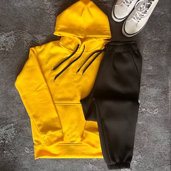 Женский теплый спортивный костюм на флисе DA2455 размер M цвет желто-черный