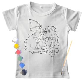 Детский набор для творчества футболка раскраска Сказочный дракон белая (ДФ0019) 146