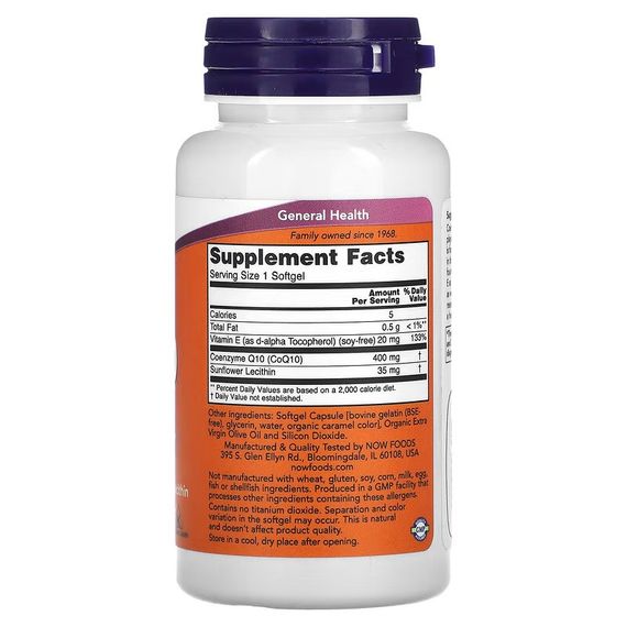 Коензим NOW CoQ10 , 400 mg , 30 Softgels | Зображення 1