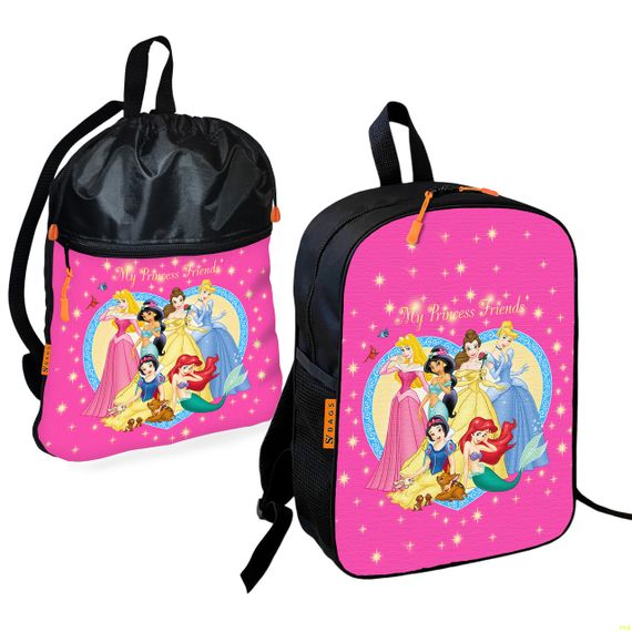Шкільний рюкзак дитячий Принцеси Діснея + Сумка для взуття спортивної форми рюкзак-мішок для дівчинки (01807)
