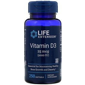 Витамин D Life Extension Vitamin D3 1000 IU 250 Softgels LEX-17512