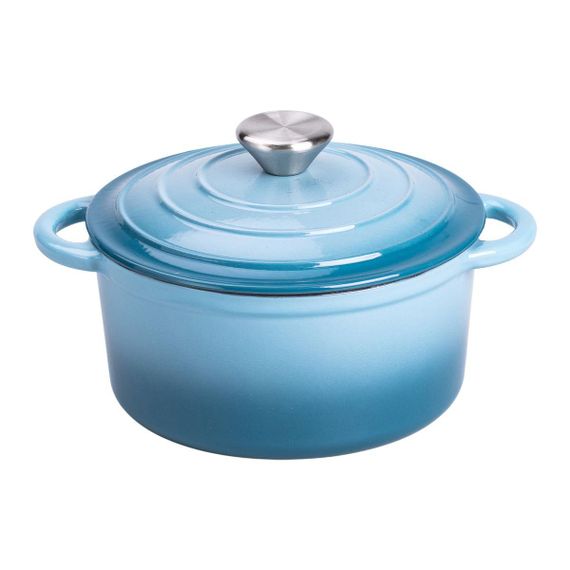 Набір чавунного посуду для приготування 3 каструлі та сковорода з емальованим покриттям Блакитний HP-1-7 | Зображення 6