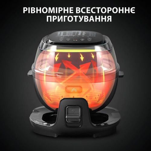 Smart-аерогриль Zepline ZP-140, аерофритюр 10 л, 4000 Вт, 18 програм, сенсорне керування, чорний Сірий | Зображення 7