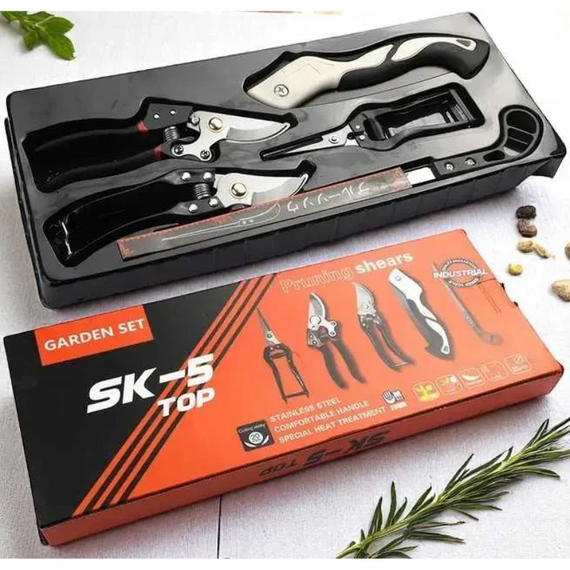 Садовий набір інструментів 5 елементів, секатори, ножиці для квітів, пила, ножівка | Зображення 5