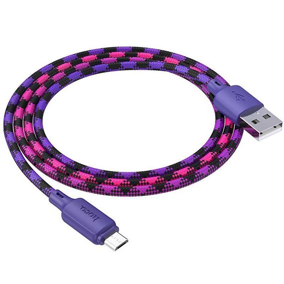 Дата кабель Hoco X116 Meridian USB to MicroUSB 2.4A (1m) Gradient Purple Mix | Зображення 3